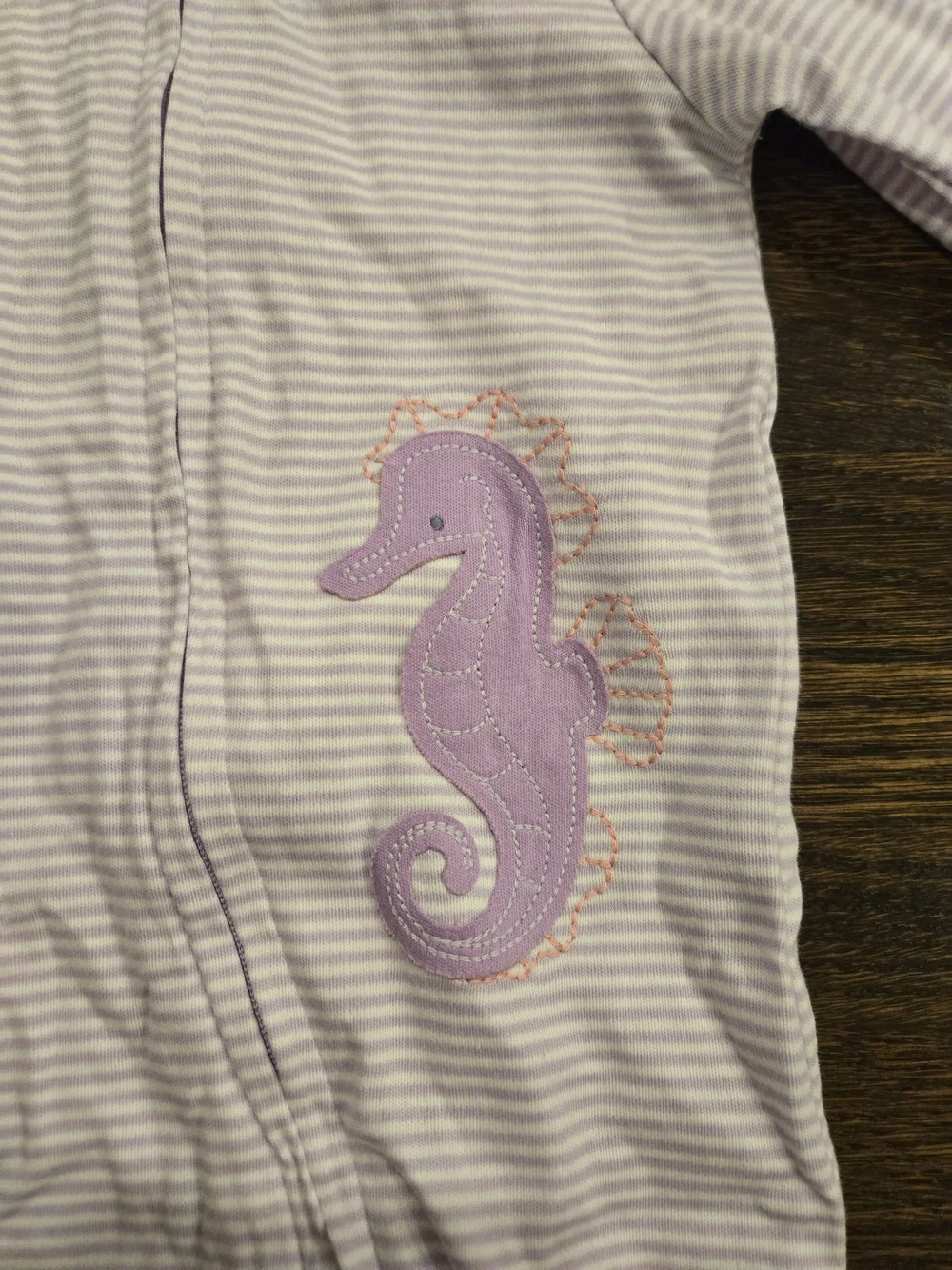 Carter's Lilac Striped Footed One-Piece with Seahorse